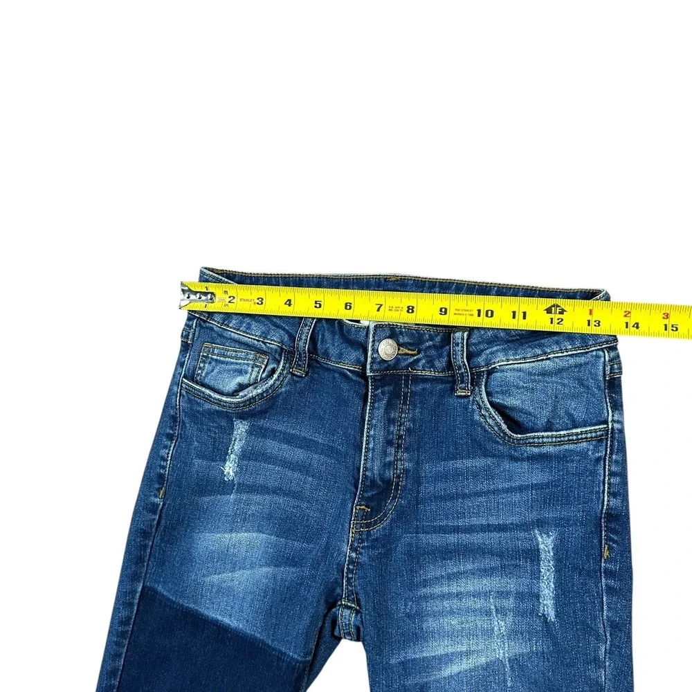 LITZ Size 28‎ PATCHWORK Destructed Low Stretch Jeans Skinny Blue